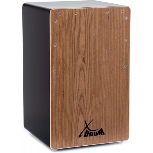  [아마존베스트]XDrum Cajon El Bajo Bass Port Black/Walnut - Integrated Bass Port for Powerful Sound - Drum Box for Percussion - Wooden Box Drum - Includes Carry Bag