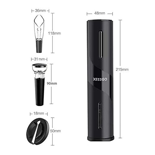  [아마존베스트]XES3GO Electric Wine Opener-Rechargeable Automatic Wine Bottle Opener With Foil Cutter Vacuum Stopper and Wine Aerator Pourer & USB Charging Cable, Wine Gift 7 Piece Set.