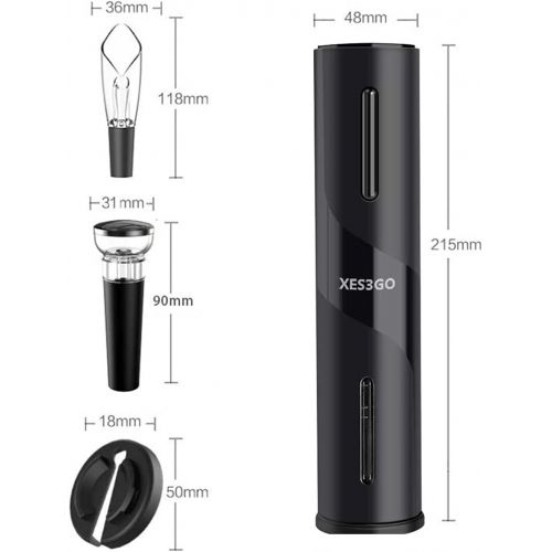  [아마존베스트]XES3GO Electric Wine Opener-Rechargeable Automatic Wine Bottle Opener With Foil Cutter Vacuum Stopper and Wine Aerator Pourer & USB Charging Cable, Wine Gift 7 Piece Set.