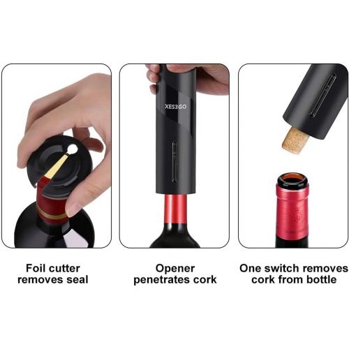  [아마존베스트]XES3GO Electric Wine Opener-Rechargeable Automatic Wine Bottle Opener With Foil Cutter Vacuum Stopper and Wine Aerator Pourer & USB Charging Cable, Wine Gift 7 Piece Set.