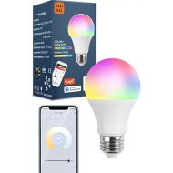 Bluetooth Tuya Smart Life App Light Bulb, A19 E26 LED Bulbs Dimmable and CCT + Full RGB Color Changing Lighting Bulbs 800LM 60W Equivalent 1 Pack(Don't Support WiFi/Alexa)