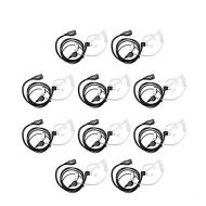 XFOX 10Pcs Xfox M2PE1210 PTT Clear Acoustic Coil Tube Earpiece Motorola 2Pin Police Earphone with Push to Talk & Line Mic Headset for Motorola Two Way Radio Walkie Talkie Devices requir
