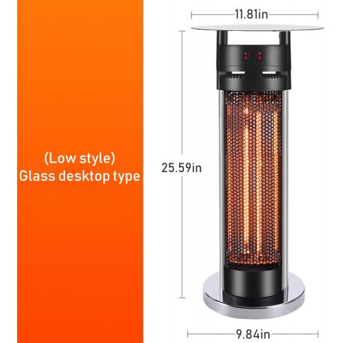  XFY Electric Infrared Space Vertical Heater Indoor/Outdoor, 2 Modes,overheat & Tip-Over Protection, with Glass Table Top, for Bedroom Home Office Use