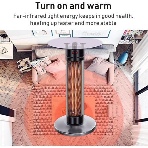  XFY Electric Infrared Space Vertical Heater Indoor/Outdoor, 2 Modes,overheat & Tip-Over Protection, with Glass Table Top, for Bedroom Home Office Use