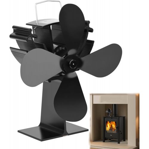  XFY 4 Blades Fireplace Stove Fan Heat Powered Circulates Warm，Heated Air Stove Fan Quiet Eco for Wood/Log Burner，Operating Temperature Range: 110°f 670°f