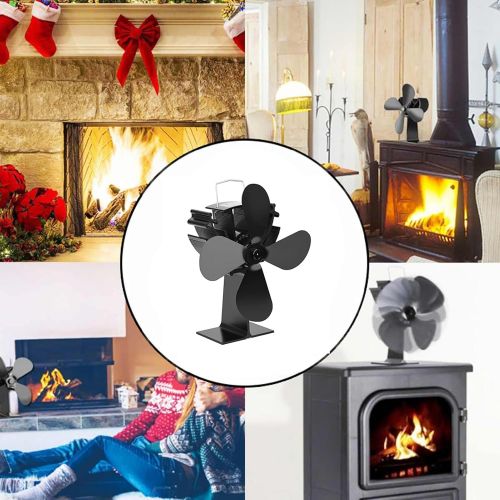  XFY 4 Blades Fireplace Stove Fan Heat Powered Circulates Warm，Heated Air Stove Fan Quiet Eco for Wood/Log Burner，Operating Temperature Range: 110°f 670°f