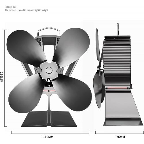  XFY Wood Stove Fan, Fireplace Fan 4 Blades Wood Burning Stove Fan for Home Heating, Blower Fan Accessories Fireplace Tools for Wood/Gas/Log Burner