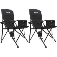2-Pack Camping Chair with Padded Hard Armrest, Sturdy Folding Camp Chair with Cup Holder, Storage Pockets Carry Bag Included, Support to 400 lbs, Black