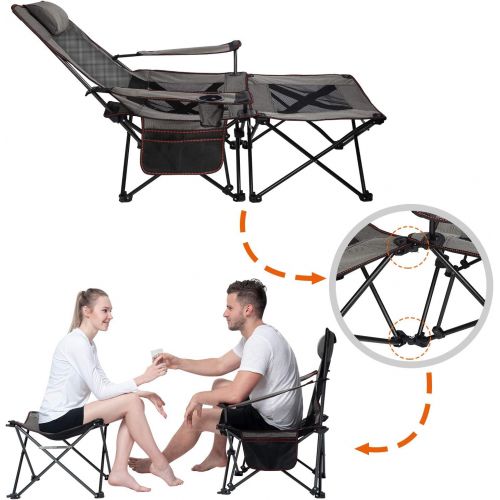  Xgear 2 in 1 Folding Camping Chair Recliner Folding Chaise Lounge Chair with Detachable Table (Footrest Can Transform to Side Table) Very Stable, for Fishing, Beach, Picnics, Festi캠핑 의자