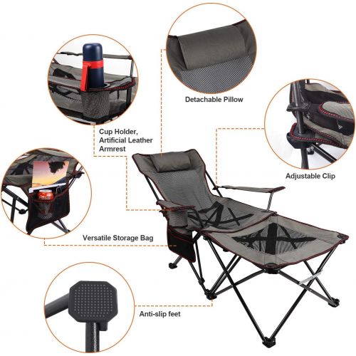  Xgear 2 in 1 Folding Camping Chair Recliner Folding Chaise Lounge Chair with Detachable Table (Footrest Can Transform to Side Table) Very Stable, for Fishing, Beach, Picnics, Festi캠핑 의자