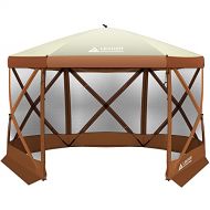 XGEAR 6 Sided Pop Up Camping Gazebo 11.5’x11.5’ Instant Canopy Tent Shelter Screen House with Mosquito Netting, for Patio, Backyard, Outdoor