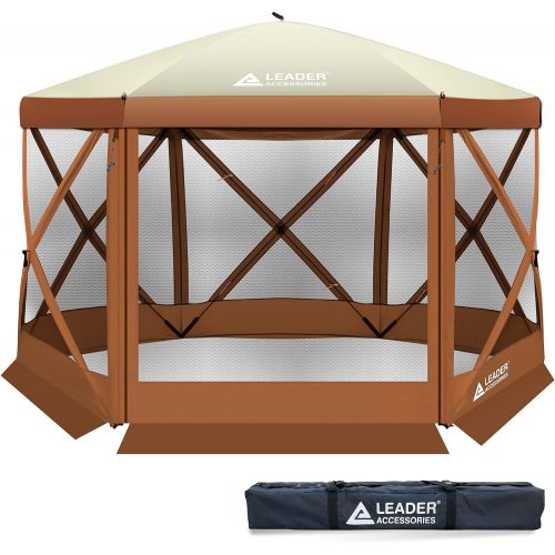  XGEAR 6 Sided Pop Up Camping Gazebo 11.5’x11.5’ Instant Canopy Tent Shelter Screen House with Mosquito Netting, for Patio, Backyard, Outdoor