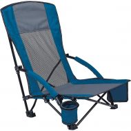 XGEAR Low Seat Beach Chair High Back Camping Chair Camp Chair Lawn Chair with Cup Holder & Carry Bag for Outdoor, Camping, BBQ, Beach, Travel, Picnic, Festival (1PC/ Blue)