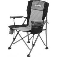 XGEAR Hard Arm Folding Camping Chair Beach Chair Lawn Chair for Adults with Breathable Back for Summer (Cool Grey)