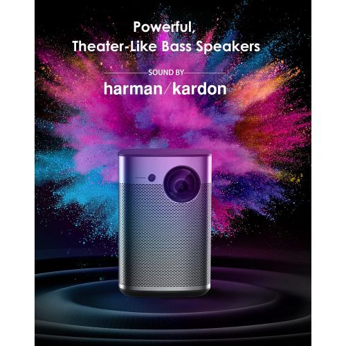  Short Throw Projector, XGIMI Halo True 1080p Portable Projector for Outdoor Movie Night, 800 ANSI Lumen, Harman Kardon Speakers, WiFi Bluetooth, Auto Focus, Auto Keystone Correctio