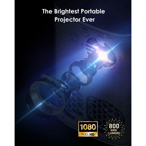  XGIMI Halo True 1080p Portable Projector for Outdoor Movie Night, 800 ANSI Lumen, Harman Kardon Speakers, WiFi Bluetooth, Auto Focus, Auto Keystone Correction, Android TV 9.0
