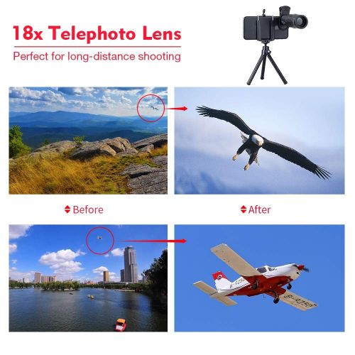  XHH Mobile Phone Camera Lens, Universal External 18 Times Mobile Phone telephoto Lens Telescope Intelligent Focusing high-Definition telephoto Artifact, Suitable for Smart Phones