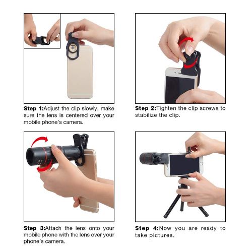  XHH Mobile Phone Camera Lens, Universal External 18 Times Mobile Phone telephoto Lens Telescope Intelligent Focusing high-Definition telephoto Artifact, Suitable for Smart Phones