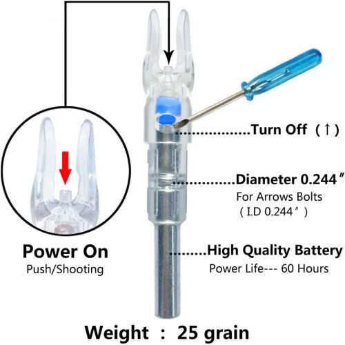  XHYCKJ 6PCS S Led Lighted Nocks for Arrows with .244/6.2mm Inside Diameter,Screwdriver Included