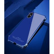 XIANGBAO-Case Fashion Ultra-Thin Tempered Glass Back Cover+TPU Frame Mirror Surface Smart Phone Case for iPhone X Quality Guarantee (Color : Blue)