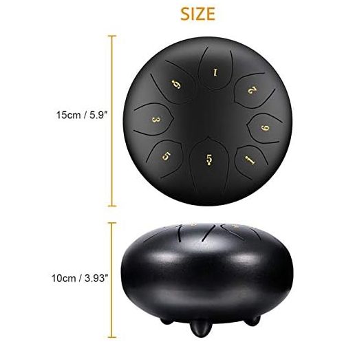  [아마존베스트]XIANLIAN Steel Tongue Drum, Essential Drum Instrument Steel Tongue Drum, New 6 Inch 8 Tone Essential Drum, Yoga Accessories, Quiet Drum, Spiritual Gifts