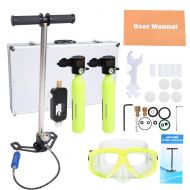XIANRUI Oxygen Cylinder Scuba Diving Glasses High Pressure Pump Snorkeling Equipment Set with High Pressure Air Pump Install Fittings for Diving Breathe Set with 2 pcs 0.5L Portable Diving