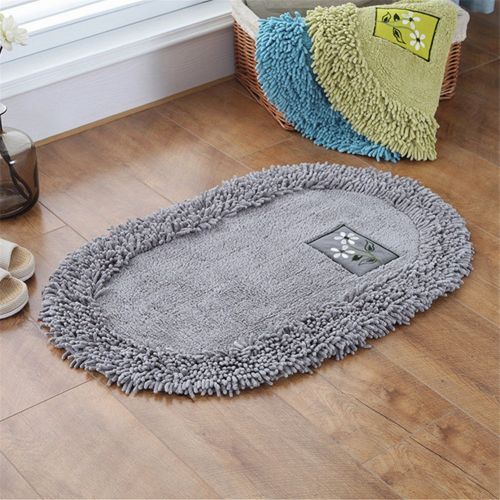  XIAOAI HOME Simple Modern Cotton Chenille Cloth Embroidery Thickening Absorbent Oval Non-Slip mats Door mats Bathroom rugss 23 x 35 inch Approx