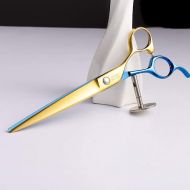 XIAOF-Shears Hairdressing Tool Color 7.0 Inch Pet Scissors,Special Scissors for Pet Groomers, Stainless Steel Flat Shears Scissors (Color : Blue gold)