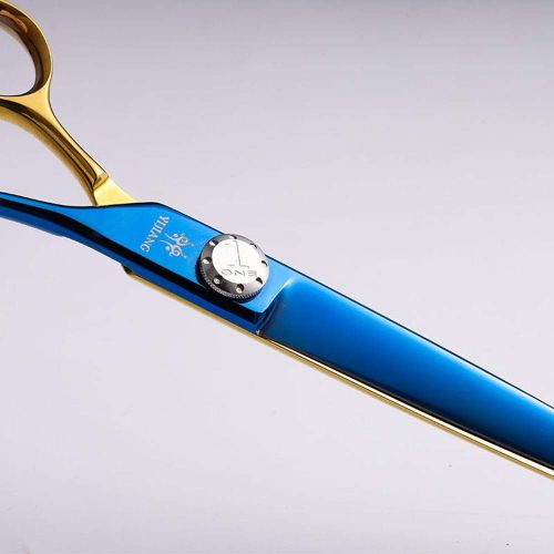  XIAOF-Shears Hairdressing Tool Color 7.0 Inch Pet Scissors,Special Scissors for Pet Groomers, Stainless Steel Flat Shears Scissors (Color : Blue gold)