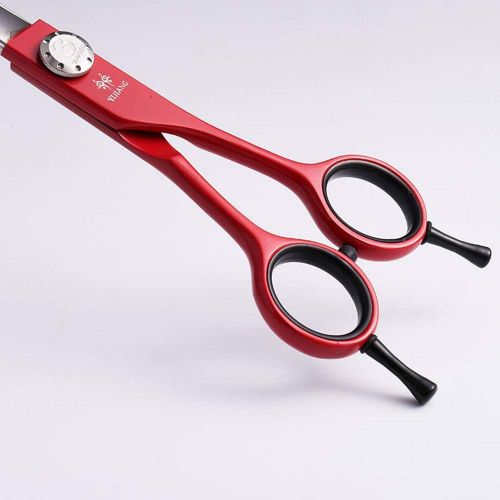  XIAOF-Shears Hairdressing Tool Red 7 Inch Pet Scissors, Stainless Steel Dog Hairdressing Haircut Beauty Flat Shears Scissors (Color : Red)