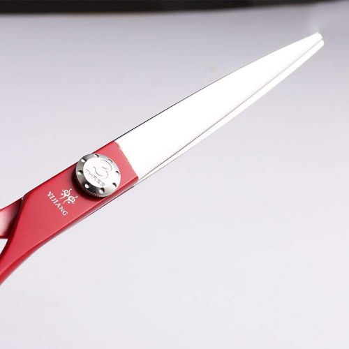  XIAOF-Shears Hairdressing Tool Red 7 Inch Pet Scissors, Stainless Steel Dog Hairdressing Haircut Beauty Flat Shears Scissors (Color : Red)