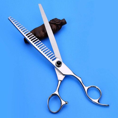  XIAOF-Shears Hairdressing Tool 8-inch Fish Bone Pet Scissors, High-end Pet Hair Scissors,Stainless Steel Pet Hair Scissors Scissors (Color : Silver)