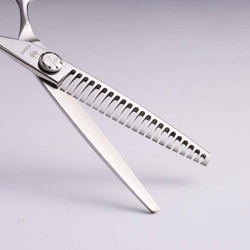  XIAOF-Shears Hairdressing Tool 7.0 inch pet scissors, stainless steel pet groomer thinning scissors,high-end dog grooming scissors Scissors (Color : Silver)