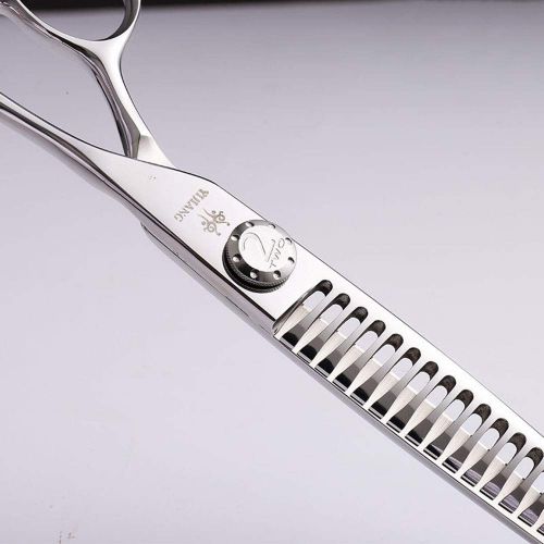  XIAOF-Shears Hairdressing Tool 7.0 inch pet scissors, stainless steel pet groomer thinning scissors,high-end dog grooming scissors Scissors (Color : Silver)