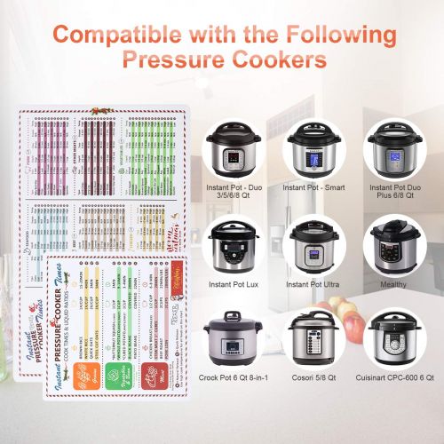  XIAOHE 2 Pack Magnetic Cheat Sheet Compatible with Instant Pot Food Magnet Cooking Times Accessories for 90 Common Prep Functions (Large)