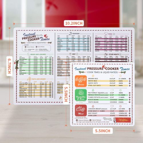  XIAOHE 2 Pack Magnetic Cheat Sheet Compatible with Instant Pot Food Magnet Cooking Times Accessories for 90 Common Prep Functions (Large)