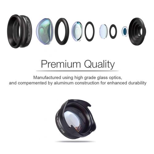  XIAOKUKU Mobile Phone Lens Set, Hd Camera 70mm Professional 2.5 Times Widened Universal External Portrait Blur Telephoto Mobile Phone Lens for iPhone Android Smartphone