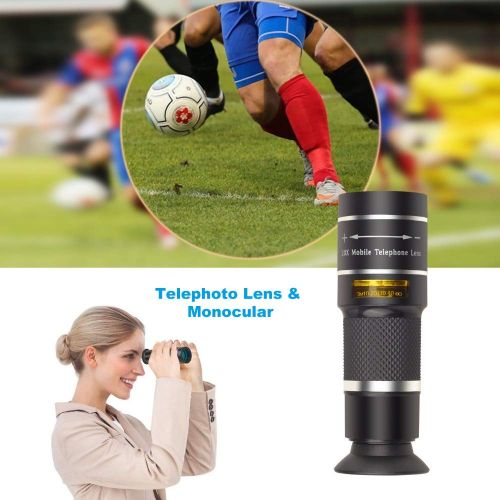  XIAOKUKU Optical Camera Lens, 20x Hd Telescope Telephoto Monocular Adjustable Focus for iPhone X 7 8 Plus Millet HTC Other Smart Phone Concert Ball Game Viewing Landscape