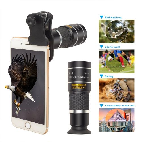  XIAOKUKU Optical Camera Lens, 20x Hd Telescope Telephoto Monocular Adjustable Focus for iPhone X 7 8 Plus Millet HTC Other Smart Phone Concert Ball Game Viewing Landscape
