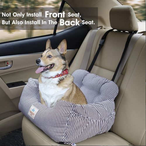  XIAOO Dog Car Booster Seat Carrier withRemovable Cover&Safety Leash for Small and Medium Pets Cat Up to 30 Lbs-Camouflage