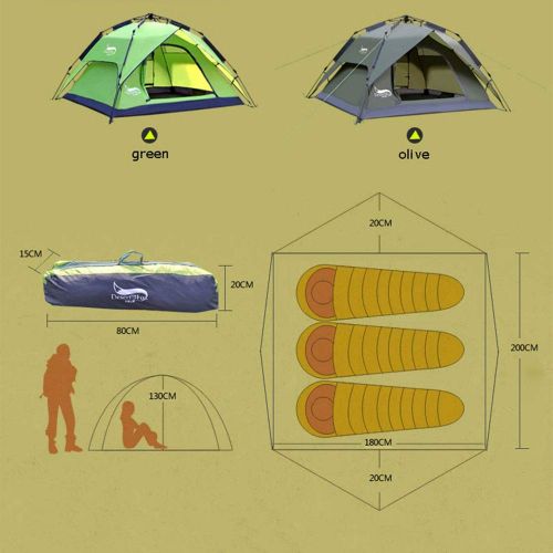  XIAYU Vollautomatisches Zelt, Doppeldecker-Doppel-Tuer-Outdoor-Camping 3-4 Personen Zelt, wetterfest, Ultra-Licht, Waermedaemmung, Atmungsbeschwerden,Blue