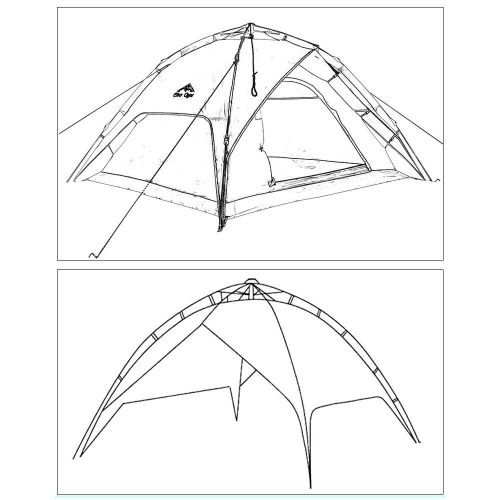  XIAYU Automatisches Zelt, doppelschichtiges Doppel-Tuer-Camping 3-4 Personen Zelt, wetterfest, Waermedaemmung, Atmungsbelegung, 10 Sekunden Fast Open,Green