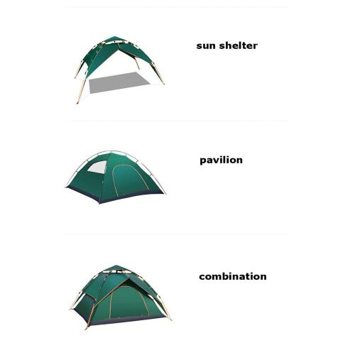  XIAYU Automatisches Zelt, Doppel-Tuer-Doppel-Tueren-Camping 3-4 Personen Zelt, wetterfest, Waermedaemmung, Brechbar, 3 Sekunden Fast Open,Blue