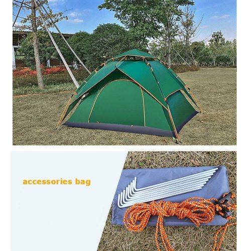  XIAYU Automatisches Zelt, Doppel-Tuer-Doppel-Tueren-Camping 3-4 Personen Zelt, wetterfest, Waermedaemmung, Brechbar, 3 Sekunden Fast Open,Blue