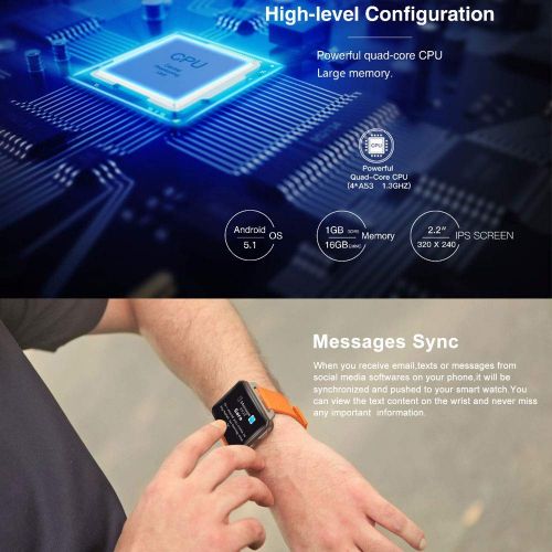  XIAYU Fitness Tracker Smart Watch, Heart Rate Monitor Built-in WiFi Network GPS 3g Voice Video Call Pedometer Compatible Voice Assistant,Black