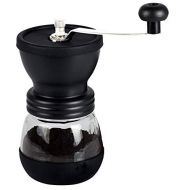 XIBLISS Manual Coffee Mill Grinder with Ceramic Burrs, with Stainless Steel Handle and Silicon Cove,Coffee container capacity:12 oz（350 ml）, Black