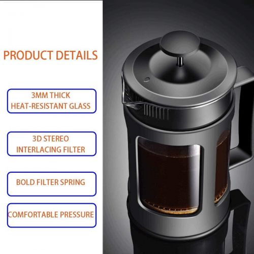  [아마존베스트]XIBLISS French Press Coffee and Tea Maker, 21 Oz(600 ML), Black