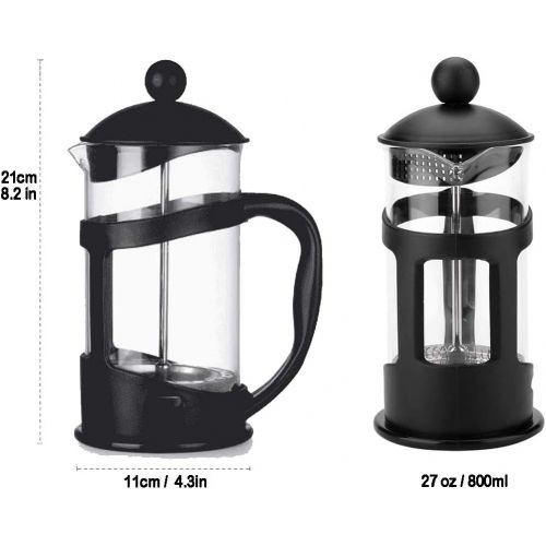  [아마존베스트]XIBLISS French Press Tea & Coffee Maker,Coffee Plunger, 27 Oz(800 ML), Black