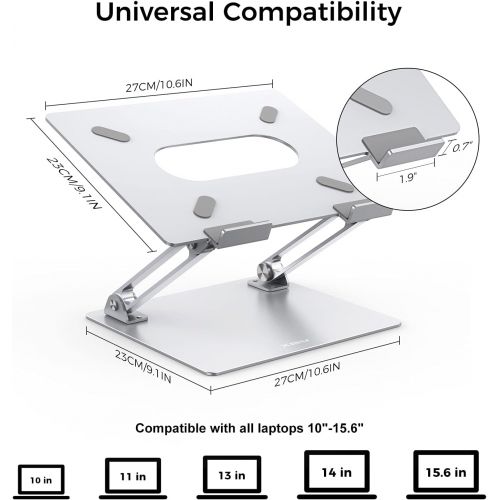  XIDU Laptop Stand for Desk, Adjustable Computer Stand Aluminum Laptop Holder Riser Stand Compatible with MacBook Pro, Dell XPS, HP, Support 10 17 Laptops and Tablets (Silver)