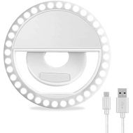 [아마존베스트]Selfie Ring Light, XINBAOHONG Rechargeable Portable Clip-on Selfie Fill Light with 36 LED for iPhone/Android Smart Phone Photography, Camera Video, Girl Makes up (White)